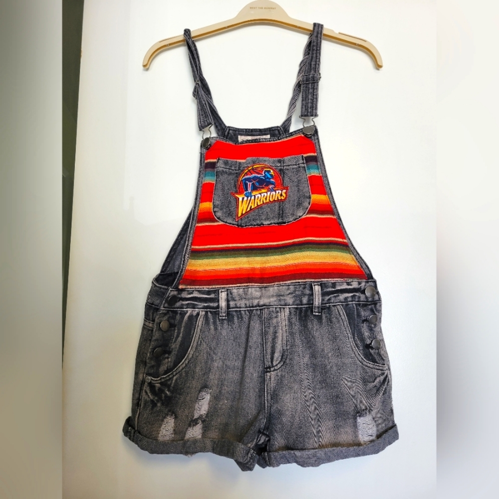 Unique Customized Cotton‎ On/Bart Bridge Denim Overall Size 6